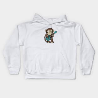 Monkey Playing Guitar Kids Hoodie